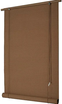 Ballauff Store enrouleur occultant bois tissé intérieur et extérieur marron moka H.200 x l.100/110 cm