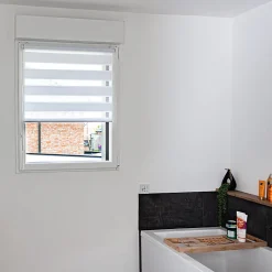 Volet-Moustiquaire Store Jour Nuit L 32 cm x H 150 cm blanc sans perçage