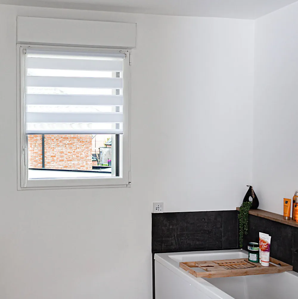 Outlet Volet-Moustiquaire Store Jour Nuit L 52 cm x H 150 cm blanc sans perçage
