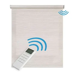 Best Storesdeco Stores enrouleurs motorisés screen premium, tissu technique, moteur, télécommande, Gris-Beige 240x250 cm