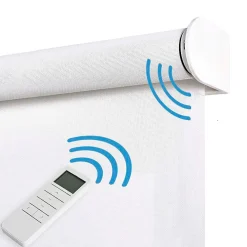 Clearance Storesdeco Stores enrouleurs motorisés screen premium, tissu technique, moteur, télécommande, Blanc 160x250 cm