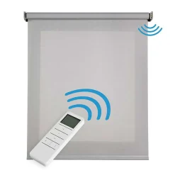 Storesdeco Stores enrouleurs motorisés screen premium, tissu technique, moteur, télécommande, Gris 140x250 cm* Store Enrouleur Tamisant