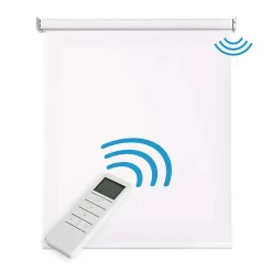 Storesdeco Stores enrouleurs motorisés screen premium, tissu technique, moteur, télécommande, Blanc 240x250 cm