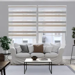 Storesdeco Stores enrouleurs motorisés screen premium, tissu technique, moteur, télécommande, Blanc 240x250 cm