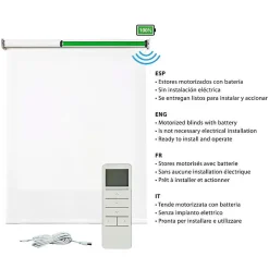Storesdeco Stores enrouleurs motorisés screen premium, tissu technique, moteur, télécommande, Blanc 240x250 cm