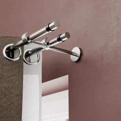Best GoodHome Support double tringle à rideau à percer Athens métal gris chromé Ø19mm