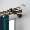 Sale Mobois Support œil double tringle à rideau bois de hêtre chêne foncé Ø28mm L.130-200mm