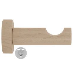 Mobois Support tige ouvert tringle à rideau bois de hêtre Ø28mm L.80mm* Tringle À Rideau À Composer