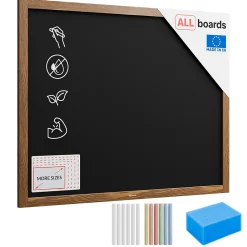 Outlet ALLboards Tableau à Craie Noir avec Cadre en Bois Laqué 100x80cm