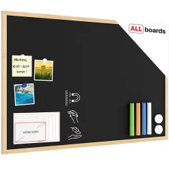 Outlet ALLboards Tableau à Craie Noir Magnétique avec Cadre en Bois 90x60cm