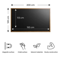 Discount ALLboards Tableau à Craie Noir Magnétique avec Cadre en Bois Laqué 200x120cm, Tableau pour Ecrire