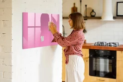 Wallfluent Tableau Aimanté Tulup 100x70 cm Couleur rose En Verre Pour Cuisine* Pêle-Mêle Et Pense Bête