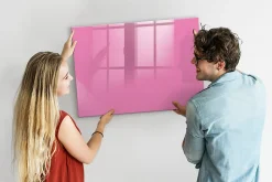 Wallfluent Tableau Aimanté Tulup 100x70 cm Couleur rose En Verre Pour Cuisine* Pêle-Mêle Et Pense Bête