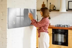 Wallfluent Tableau Aimanté 120x60 cm Mur en métal Marqueur noir En Verre Pour Cuisine* Pêle-Mêle Et Pense Bête