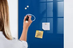 Best Wallfluent Tableau Aimanté 60x120 cm Couleur bleue Marqueur blanc En Verre Pour Cuisine