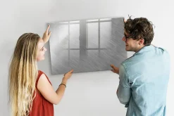 Wallfluent Tableau Aimanté 90x60 cm Mur en métal Marqueur noir En Verre Pour Cuisine* Pêle-Mêle Et Pense Bête