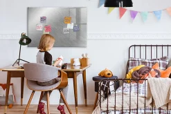 Wallfluent Tableau Aimanté 90x60 cm Mur en métal Marqueur noir En Verre Pour Cuisine* Pêle-Mêle Et Pense Bête