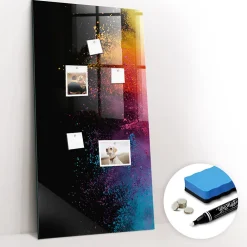 Wallfluent Tableau Aimanté 60x120 cm Poudre colorée Marqueur blanc D'organisation Mural* Pêle-Mêle Et Pense Bête