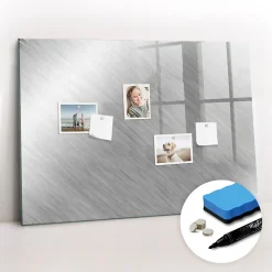 Wallfluent Tableau Aimanté 100x70 cm Mur en métal Marqueur noir En Verre Pour Cuisine* Pêle-Mêle Et Pense Bête