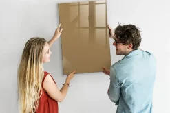 Wallfluent Tableau Aimanté 60x90 cm Couleur beige foncé Marqueur noir En Verre Pour Cuisine* Pêle-Mêle Et Pense Bête