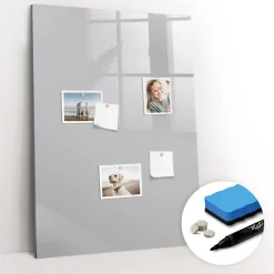 Wallfluent Tableau Aimanté 70x100 cm Couleur gris clair Marqueur noir D'organisation Mural* Pêle-Mêle Et Pense Bête
