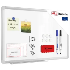 ALLboards Tableau Blanc Magnétique Effaçable à Sec avec Cadre en Aluminium Premium EXPO 60x40cm* Pêle-Mêle Et Pense Bête
