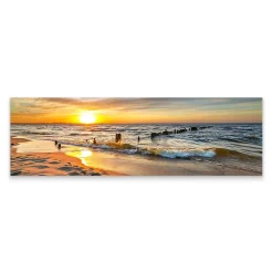 New Muralo Tableau Coucher De Soleil Paysage 3D 145cm x 45cm - Parfait pour décorer votre salon, chambre ou bureau avec un design unique et