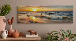 New Muralo Tableau Coucher De Soleil Paysage 3D 145cm x 45cm - Parfait pour décorer votre salon, chambre ou bureau avec un design unique et
