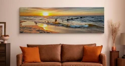 New Muralo Tableau Coucher De Soleil Paysage 3D 145cm x 45cm - Parfait pour décorer votre salon, chambre ou bureau avec un design unique et