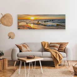New Muralo Tableau Coucher De Soleil Paysage 3D 145cm x 45cm - Parfait pour décorer votre salon, chambre ou bureau avec un design unique et