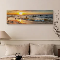 New Muralo Tableau Coucher De Soleil Paysage 3D 145cm x 45cm - Parfait pour décorer votre salon, chambre ou bureau avec un design unique et