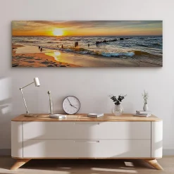 New Muralo Tableau Coucher De Soleil Paysage 3D 145cm x 45cm - Parfait pour décorer votre salon, chambre ou bureau avec un design unique et