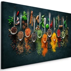 New Muralo Tableau Cuillères à Épices Herbes 3D 30cm x 20cm - Parfait pour décorer votre salon, chambre ou bureau avec un design unique et é
