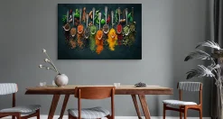New Muralo Tableau Cuillères à Épices Herbes 3D 30cm x 20cm - Parfait pour décorer votre salon, chambre ou bureau avec un design unique et é