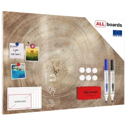 ALLboards Tableau Magnétique en Métal Motif Tronc Cernes de Bois 90x60cm, MetalBoards pour tout type d'Aimants* Pêle-Mêle Et Pense Bête