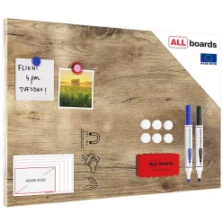 Hot ALLboards Tableau Magnétique en Métal Motif Bois Tronc Cernes de Bois 60x40cm, MetalBoards pour tout type d'Aimants