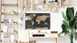 ALLboards Tableau Magnétique en Métal Motif Carte du Monde Noir Vintage 90x60cm, MetalBoards pour tout type d'Aimants* Pêle-Mêle Et Pense Bête