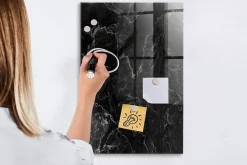 Discount Wallfluent Tableau Magnétique Mural 40x60 cm Marbre foncé Marqueur blanc Panneau Mémo Décoratif