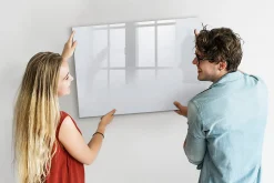 Wallfluent Tableau Magnétique Mural 100x70 cm Couleur : blanc foncé Marqueur noir Panneau Mémo Décoratif* Pêle-Mêle Et Pense Bête