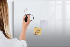 Wallfluent Tableau Magnétique Mural 100x70 cm Couleur : blanc foncé Marqueur noir Panneau Mémo Décoratif* Pêle-Mêle Et Pense Bête