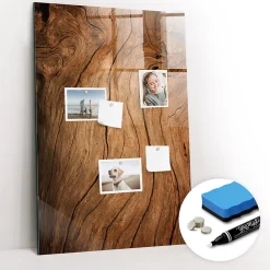 Wallfluent Tableau Magnétique Mural 60x90 cm Vieux bois Marqueur blanc Idéal Bureau Et Maison* Pêle-Mêle Et Pense Bête