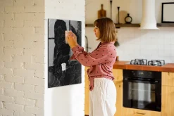 Best Wallfluent Tableau Magnétique Mural 60x90 cm Marbre foncé Marqueur blanc Idéal Bureau Et Maison