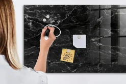 Clearance Wallfluent Tableau Magnétique Mural 120x60 cm Marbre noir Marqueur blanc Panneau Mémo Décoratif