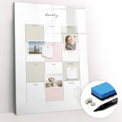 Wallfluent Tableau Magnétique Mural 70x100 cm Planificateur annuel Marqueur noir Idéal Bureau Et Maison* Pêle-Mêle Et Pense Bête