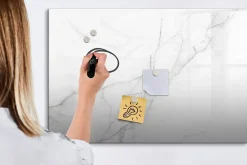 Wallfluent Tableau Magnétique Mural 90x60 cm Marbre décoratif Marqueur noir Idéal Bureau Et Maison* Pêle-Mêle Et Pense Bête
