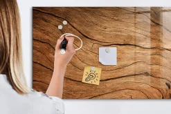 Wallfluent Tableau Magnétique 120x60 cm Vieux bois Marqueur blanc En Verre De Planification* Pêle-Mêle Et Pense Bête