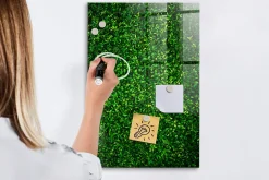 Wallfluent Tableau Magnétique 40x60 cm Feuilles de la plante de clôture Marqueur blanc En Verre De Planification* Pêle-Mêle Et Pense Bête