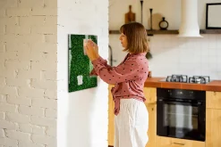 Wallfluent Tableau Magnétique 40x60 cm Feuilles de la plante de clôture Marqueur blanc En Verre De Planification* Pêle-Mêle Et Pense Bête