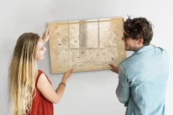 Wallfluent Tableau Magnétique 90x60 cm Carte du monde ancienne Marqueur noir En Verre De Planification* Pêle-Mêle Et Pense Bête
