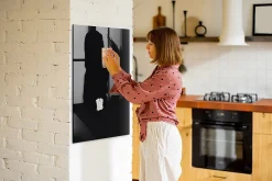 Wallfluent Tableau Magnétique 70x100 cm Couleur noire Marqueur blanc En Verre De Planification* Pêle-Mêle Et Pense Bête